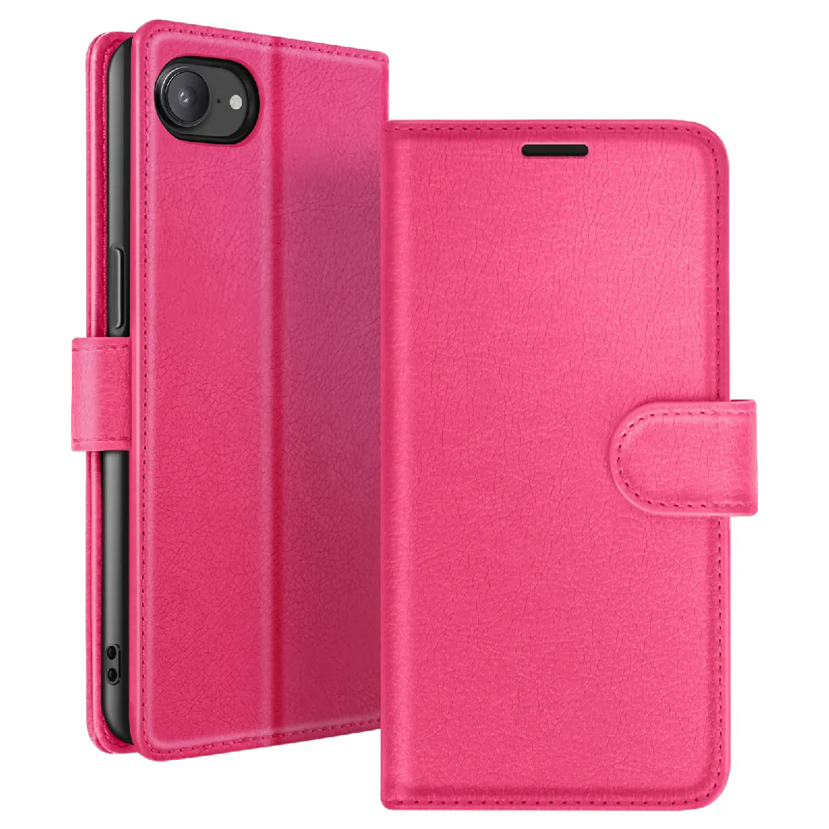 Zanaé Rose Étui Portefeuille Pour Iphone 16E Support Et Languette Magnétique Fuchsia