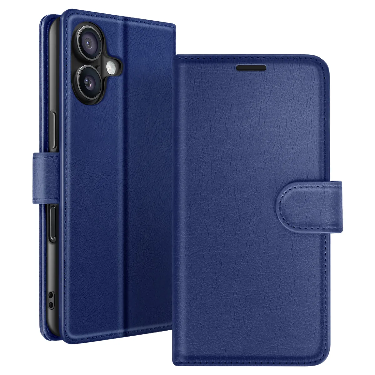 Zanaé Bleu Étui Portefeuille Pour Iphone 16 Support Et Languette Magnétique Nuit