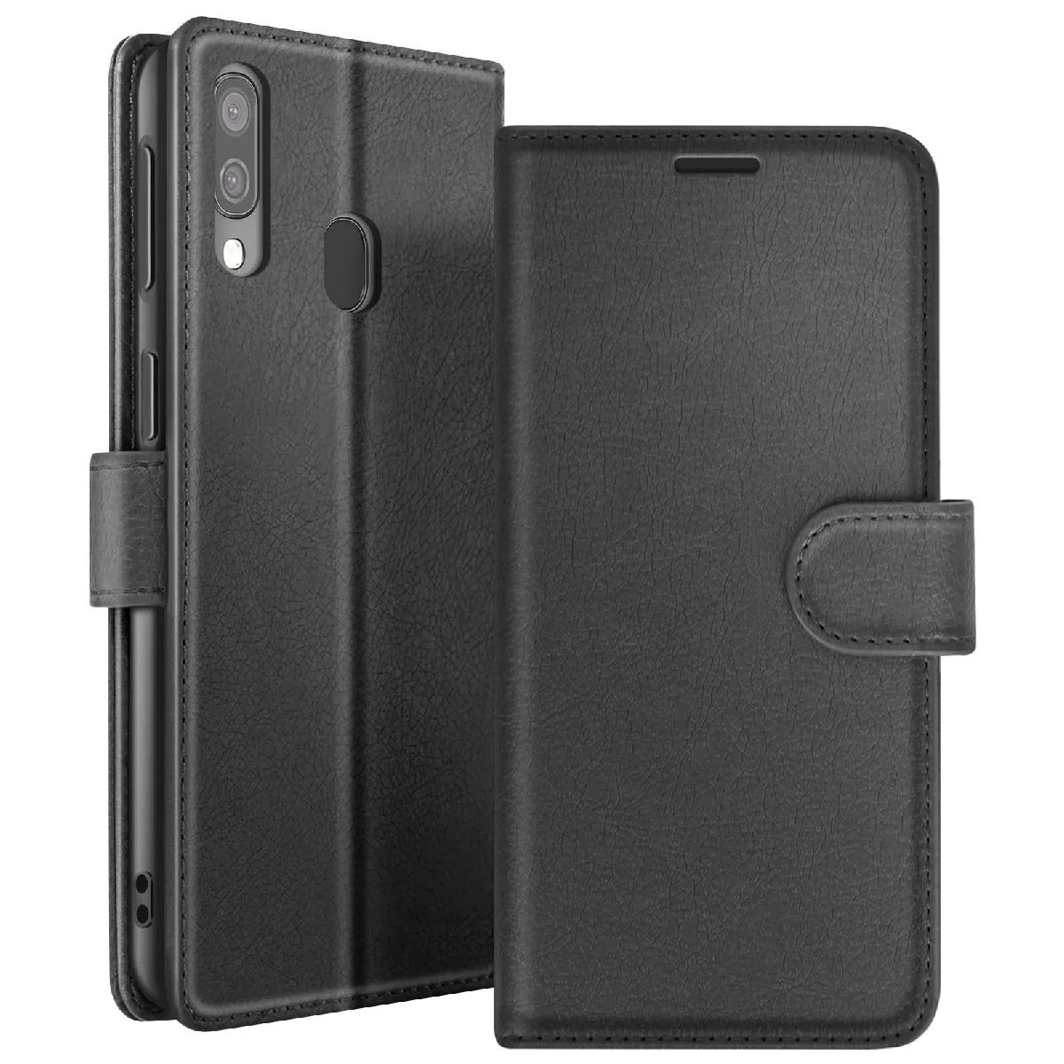Zanaé Noir Étui Portefeuille Pour Samsung A40 Support Et Languette Magnétique - Neuf - Image 2