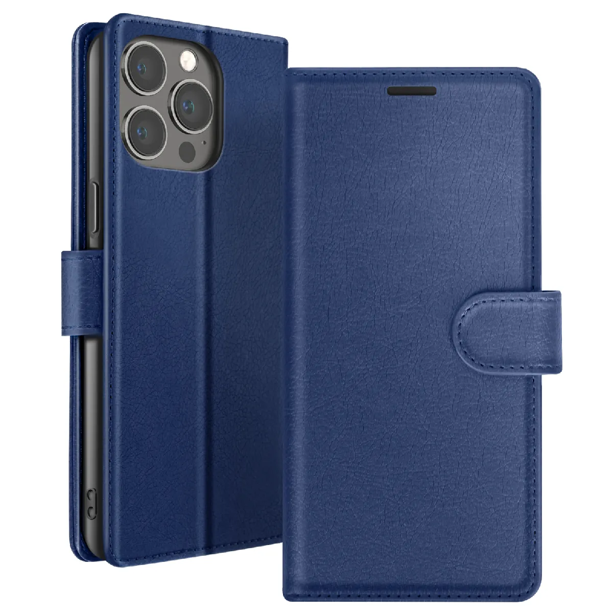 Zanaé Bleu Étui Portefeuille Pour Iphone 13 Pro Max Support Et Languette Magnétique Nuit