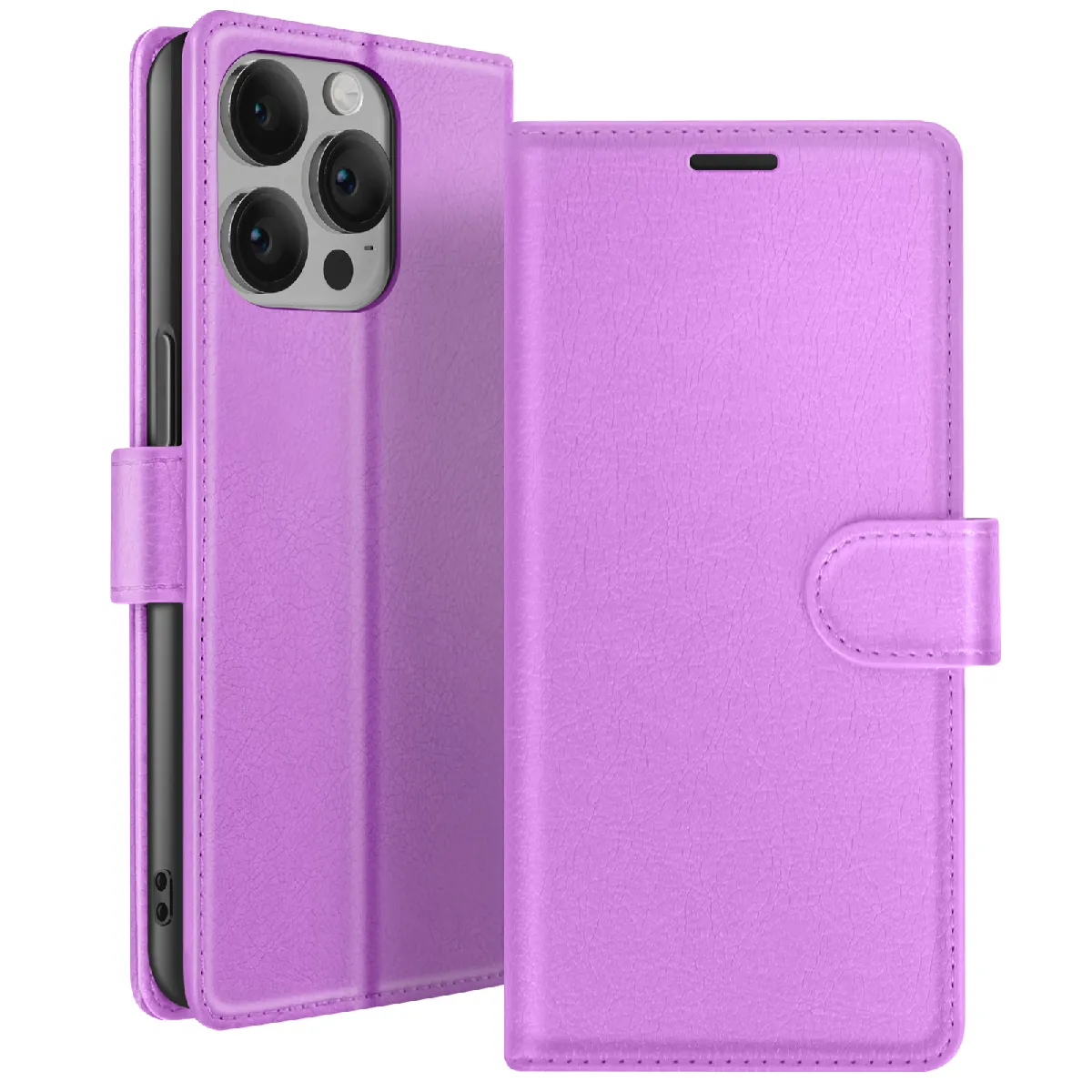 Zanaé Violet Étui Portefeuille Pour Iphone 14 Pro Support Et Languette Magnétique