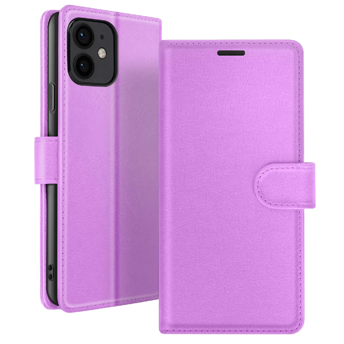 Generique Violet Etui Portefeuille Pour Iphone 12 Mini Fonction Support Et Languette Magnétique Zanaé - Image 2
