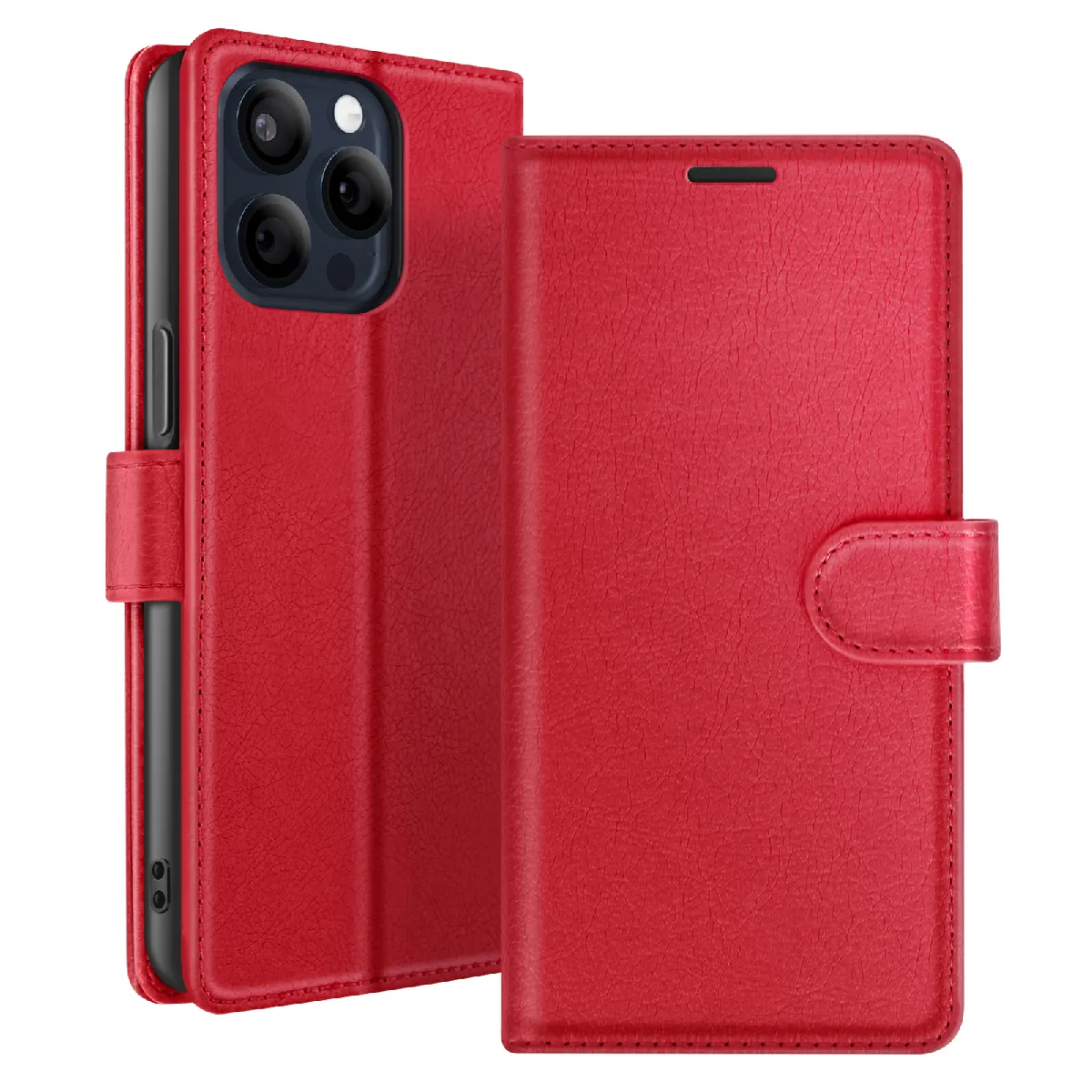 GENERIQUE - Étui Portefeuille pour iPhone 15 Pro - Rouge - Image 2