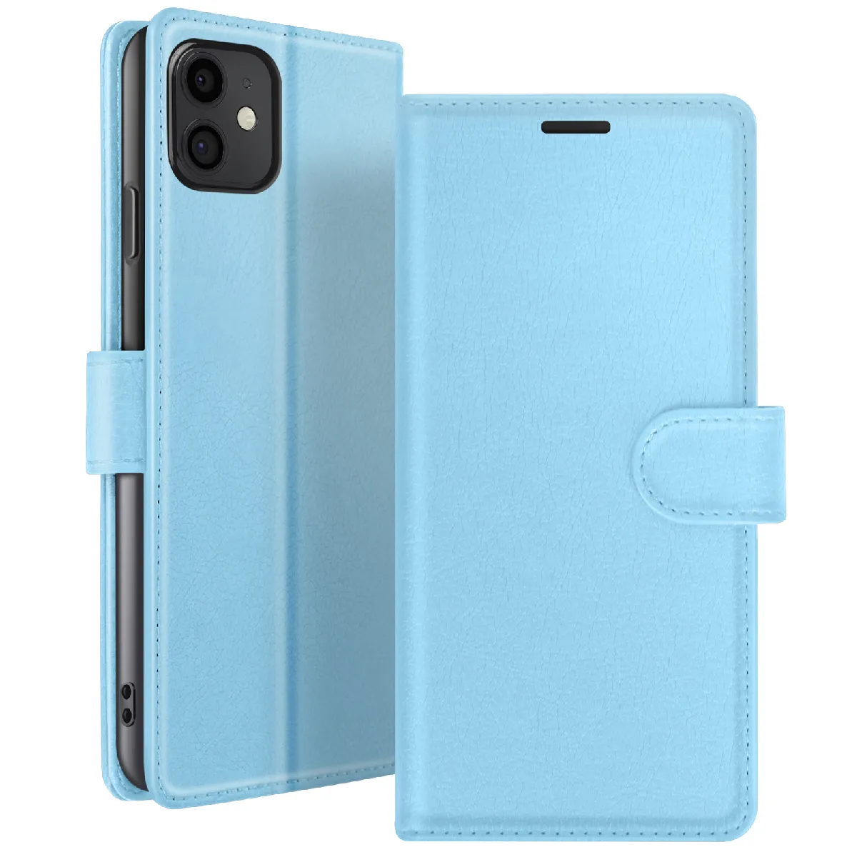 Zanaé Bleu/Clair Étui Portefeuille Pour Iphone 11 Support Et Languette Magnétique