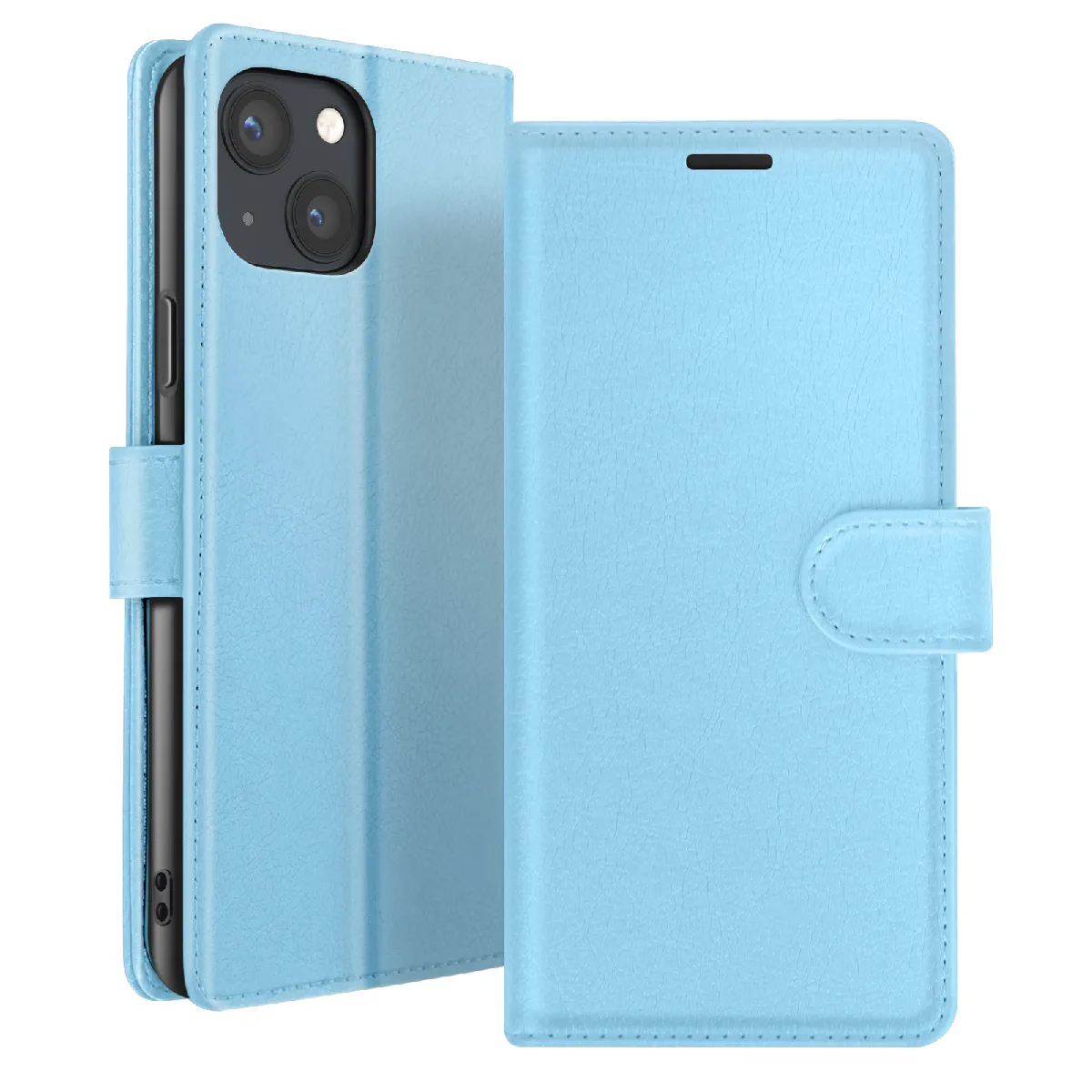 Generique Bleu/Clair Etui Portefeuille Pour Iphone 13 Mini Support Et Languette Magnétique Zanaé - Image 3