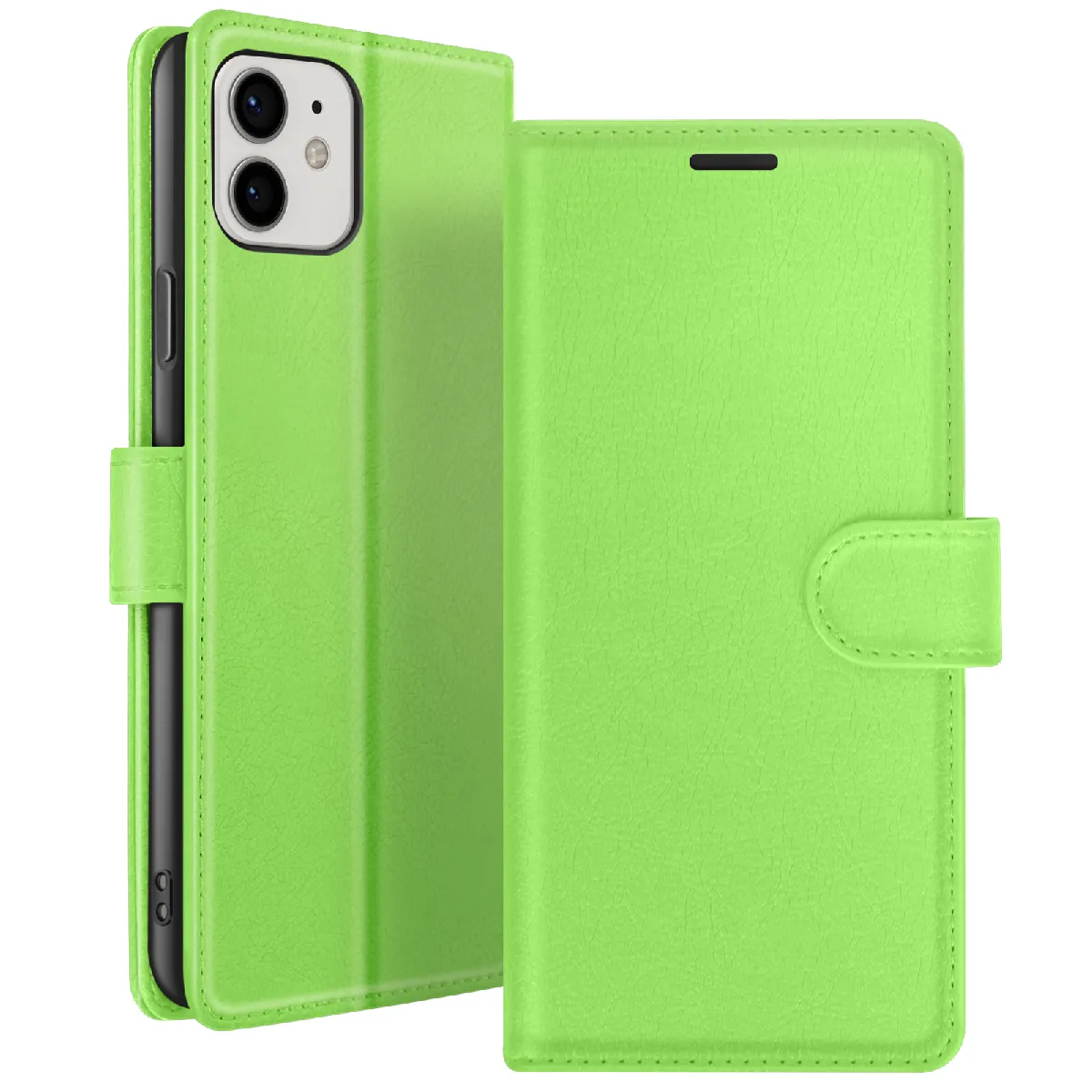 Zanaé Vert Étui Portefeuille Pour Iphone 12 Et 12 Pro Support Et Languette Magnétique