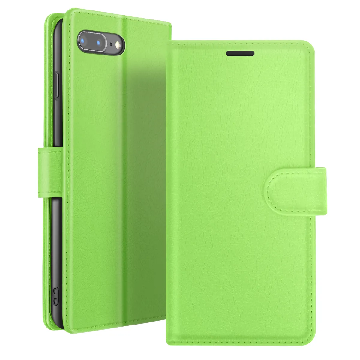 Zanaé Vert Étui Portefeuille Pour Iphone 8 Plus / 7 Plus Support Et Languette Magnétique