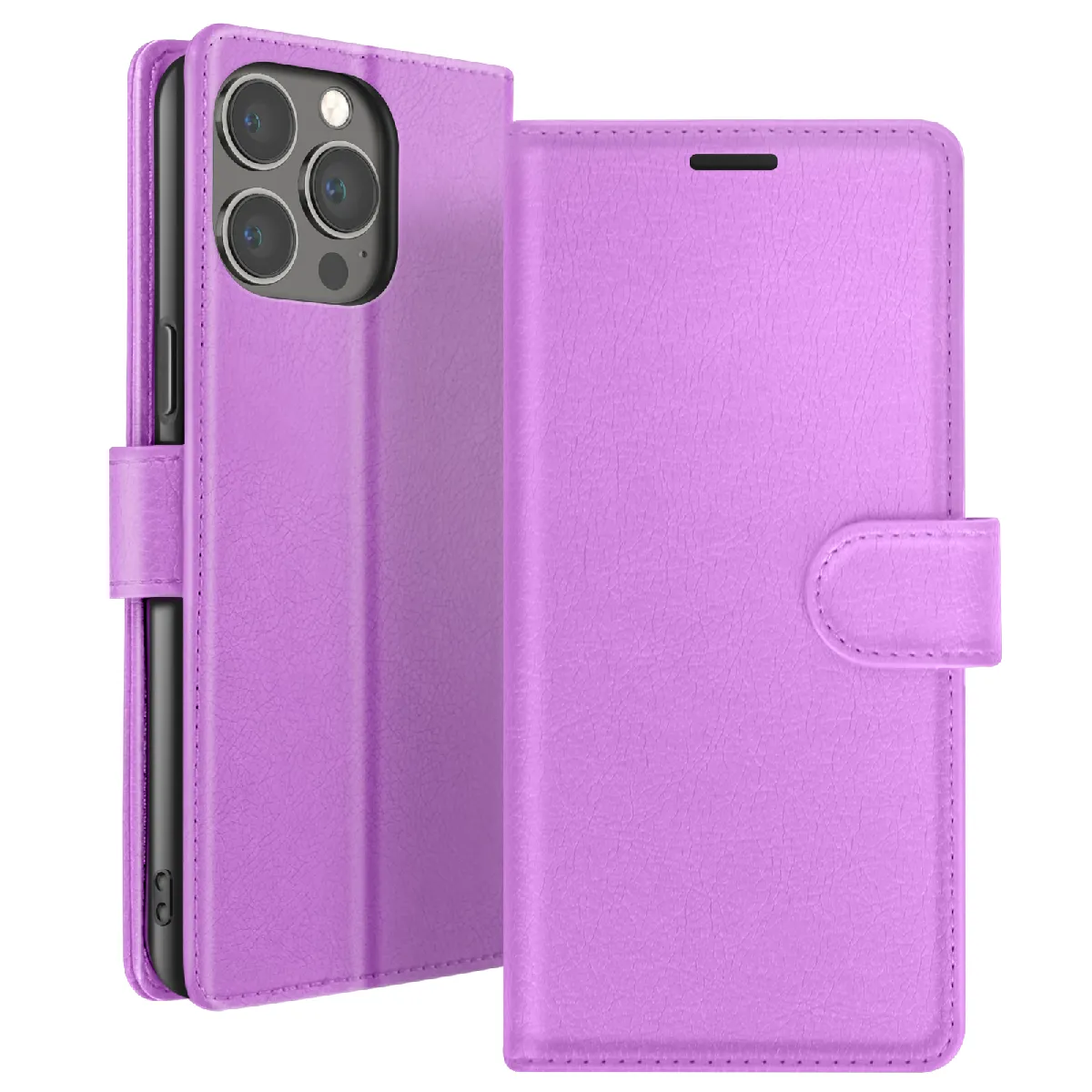 Zanaé Violet Étui Portefeuille Pour Iphone 13 Pro Max Support Et Languette Magnétique - Neuf - Image 3