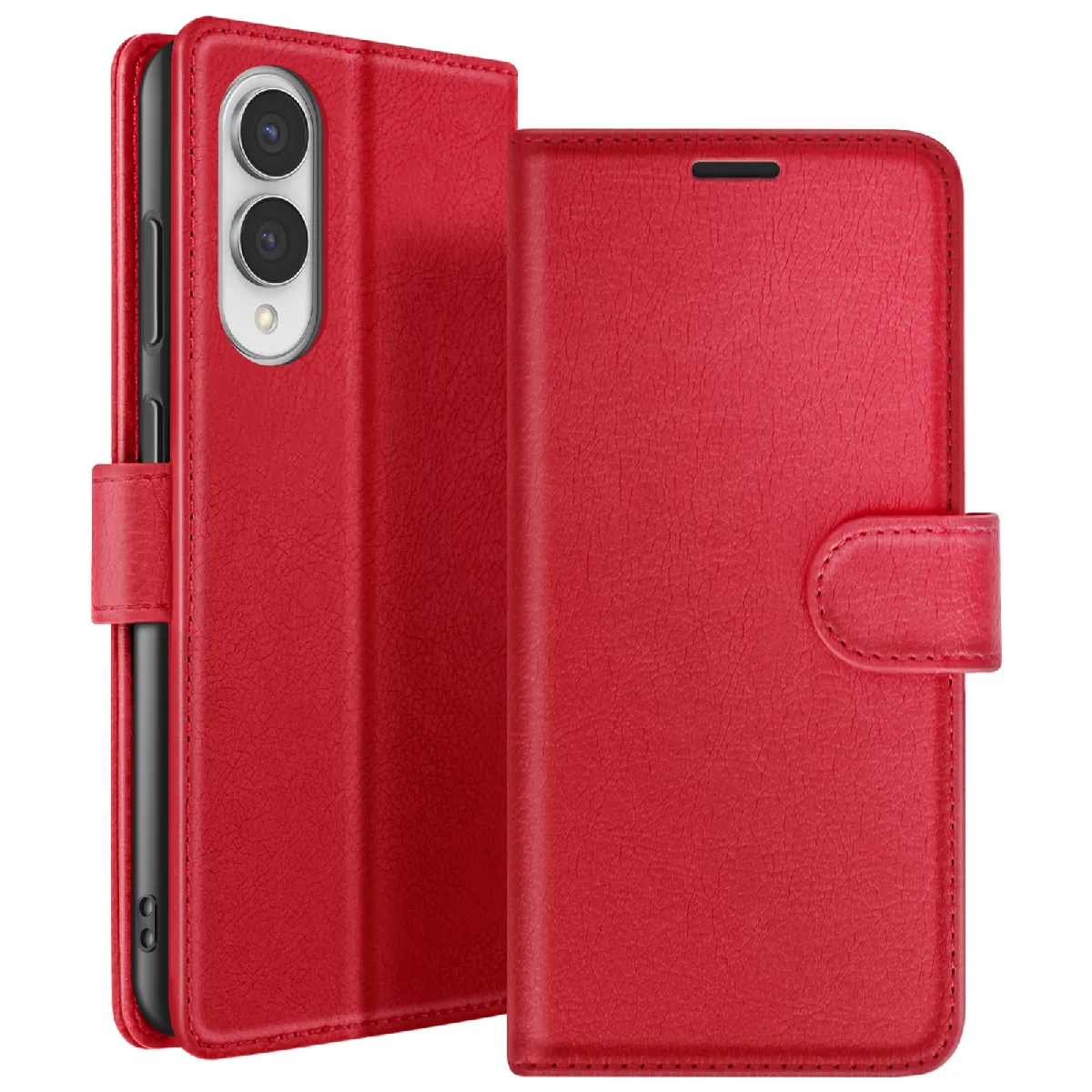 GENERIQUE - Etui Portefeuille pour Galaxy S25 Edge - Support Intégré - Rouge - Image 2