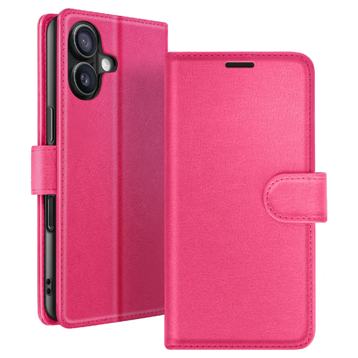 Zanaé Rose Étui Portefeuille Pour Iphone 16 Support Et Languette Magnétique Fuchsia