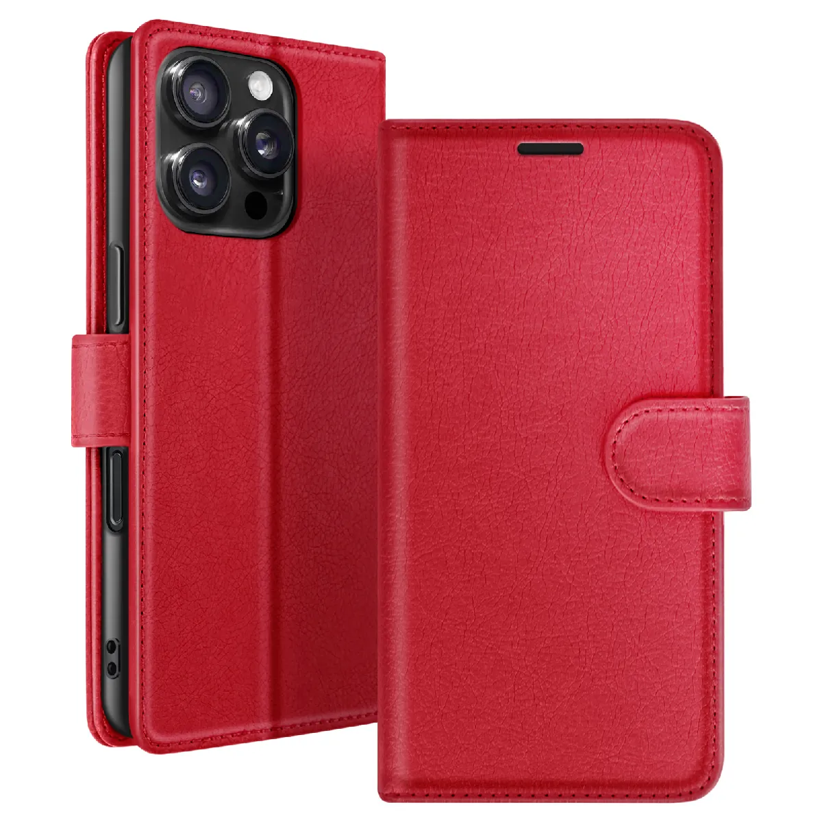 Zanaé Rouge Étui Portefeuille Pour Iphone 16 Pro Max Avec Support Et Languette Magnétique