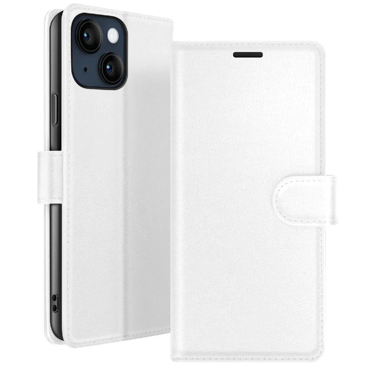 Zanaé Blanc Étui Portefeuille Pour Iphone 14 Plus Support Et Languette Magnétique - Neuf - Image 2