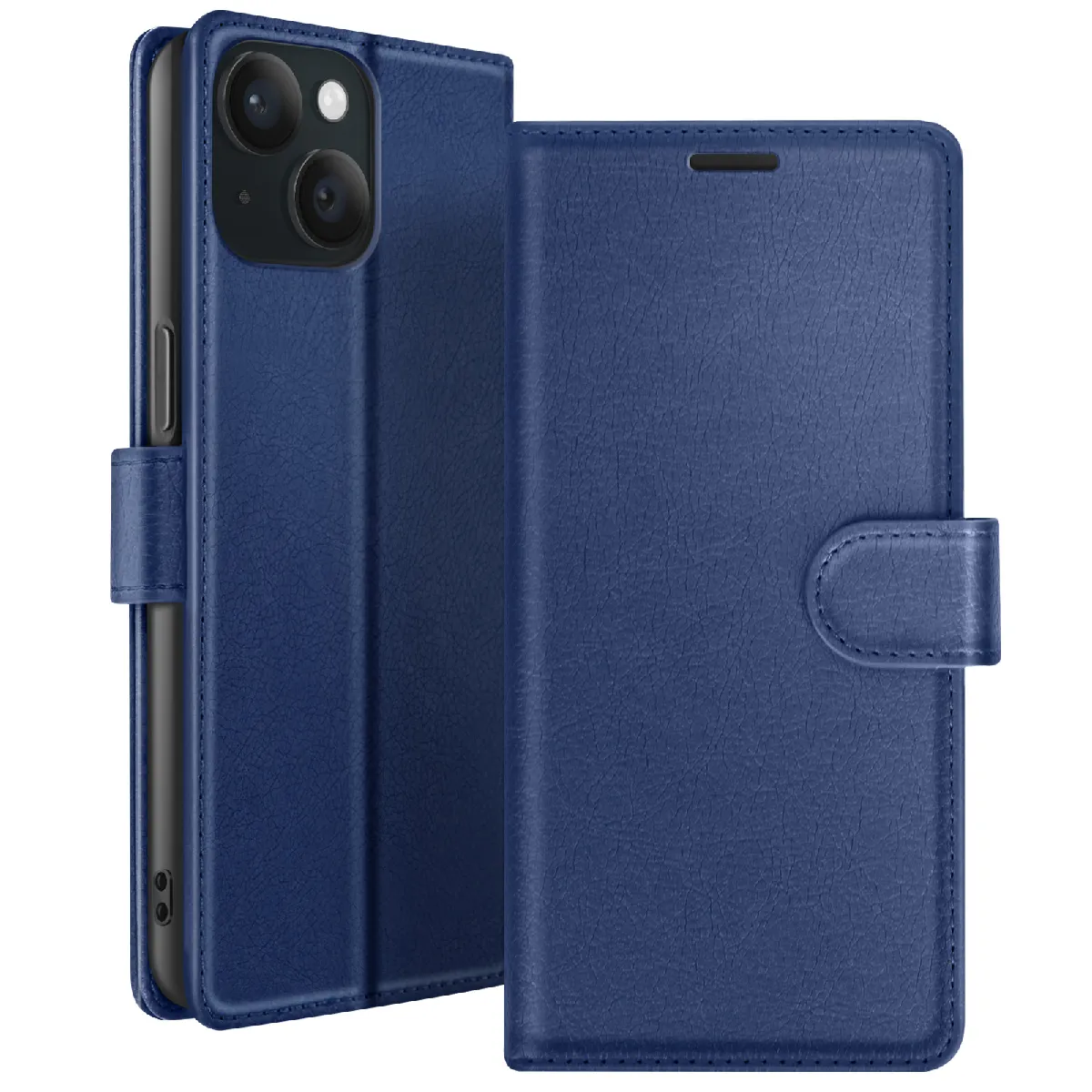 Zanaé Bleu Étui Portefeuille Pour Iphone 15 Support Et Languette Magnétique Nuit