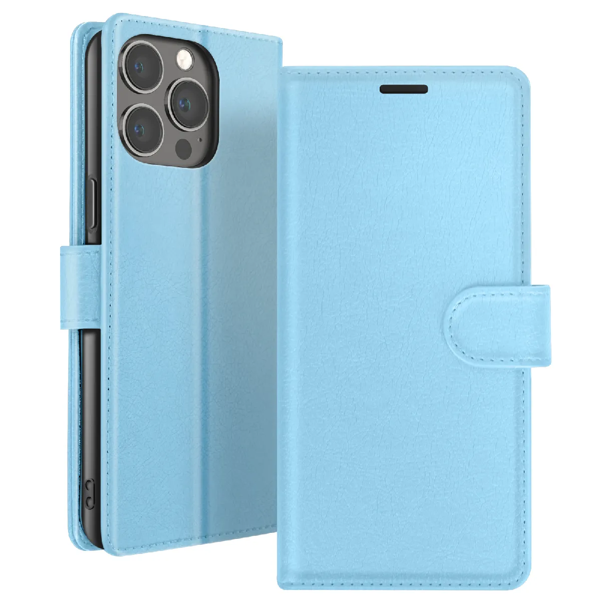 GENERIQUE - Étui Portefeuille pour iPhone 13 Pro Max - Support Intégré - Bleu Clair - Image 3