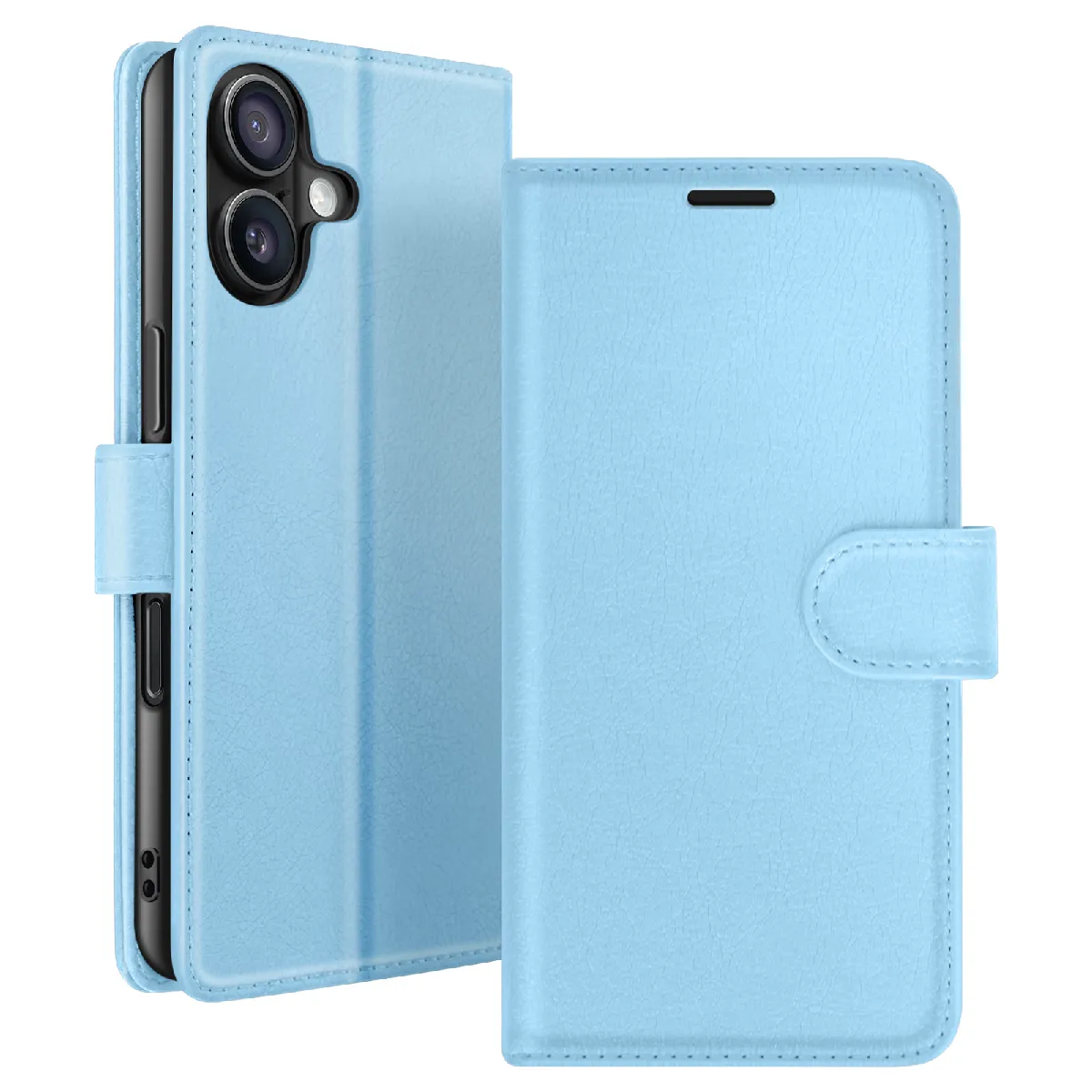 Zanaé Bleu Clair Étui Portefeuille Pour Iphone 16 Support Et Languette Magnétique - Neuf - Image 3