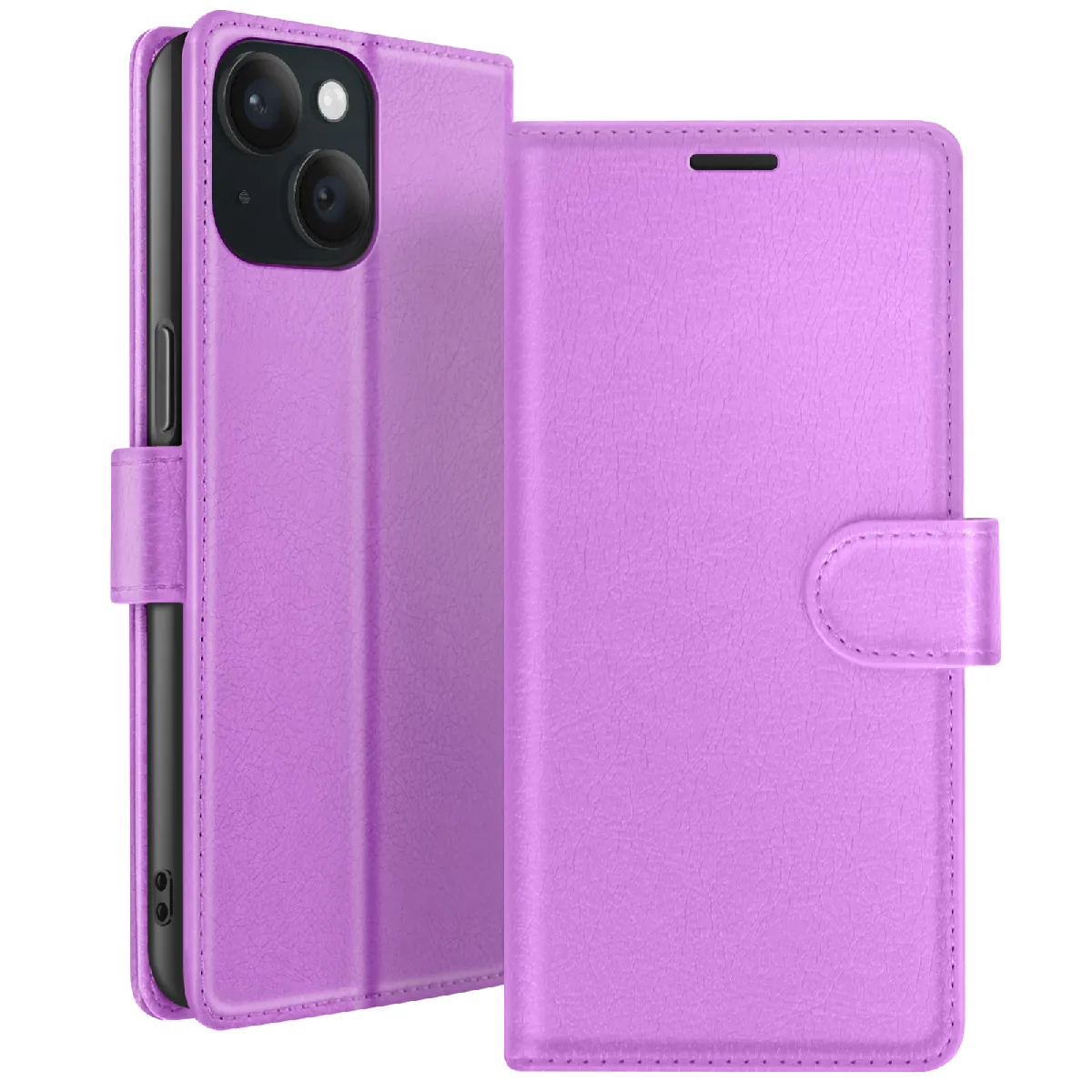 Zanaé Violet Étui Portefeuille Pour Iphone 15 Support Et Languette Magnétique