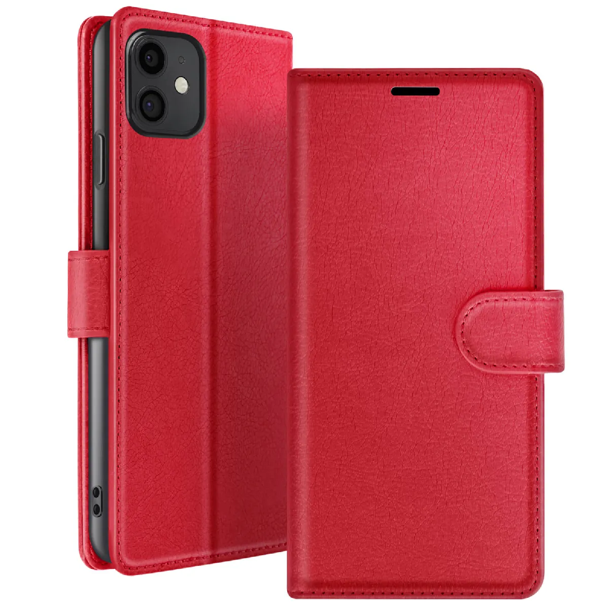 Zanaé Rouge Étui Portefeuille Pour Iphone 11 Support Et Languette Magnétique