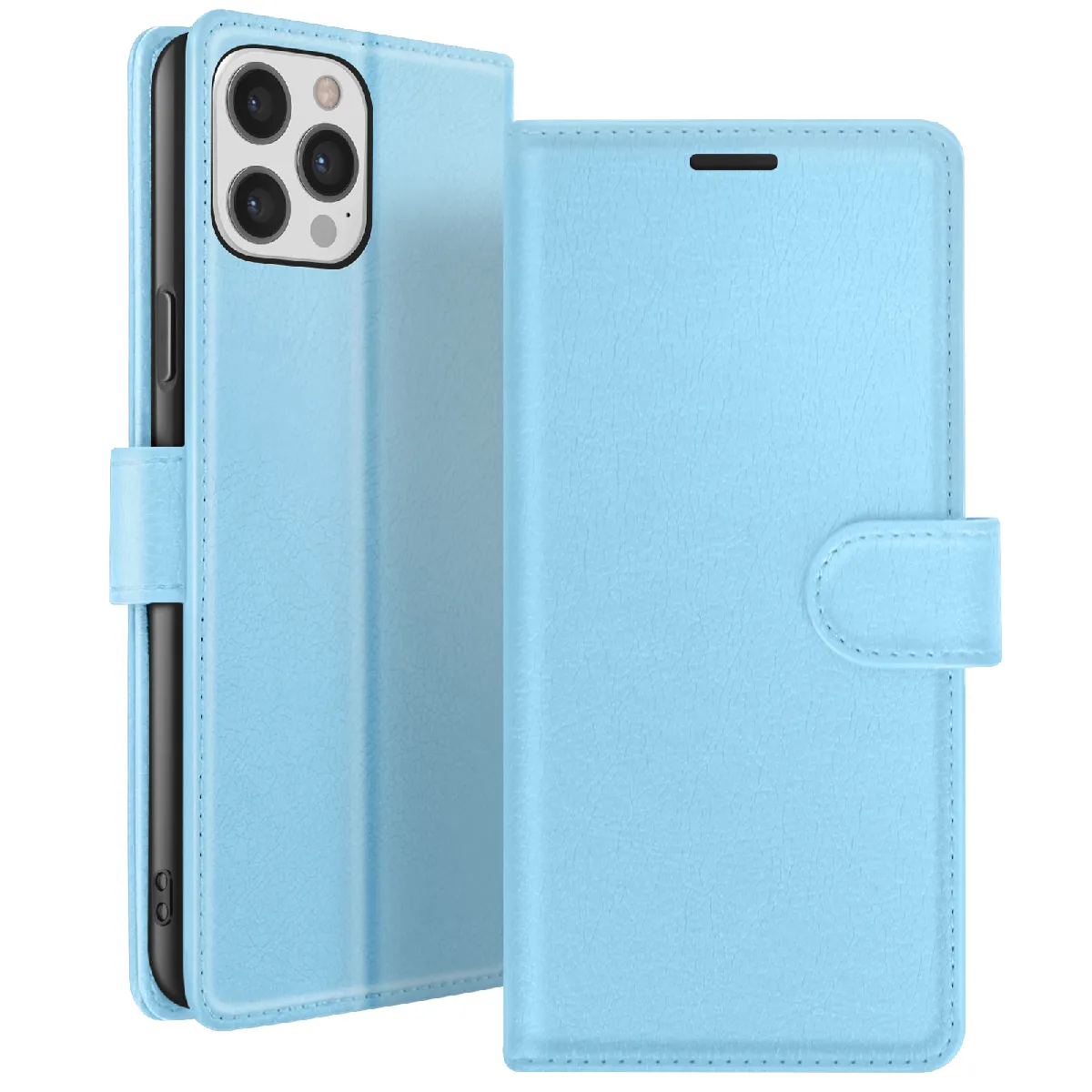 Generique Bleu/Clair Etui Portefeuille Pour Iphone 12 Pro Max Avec Support Et Languette Magnétique Zanaé - Image 2