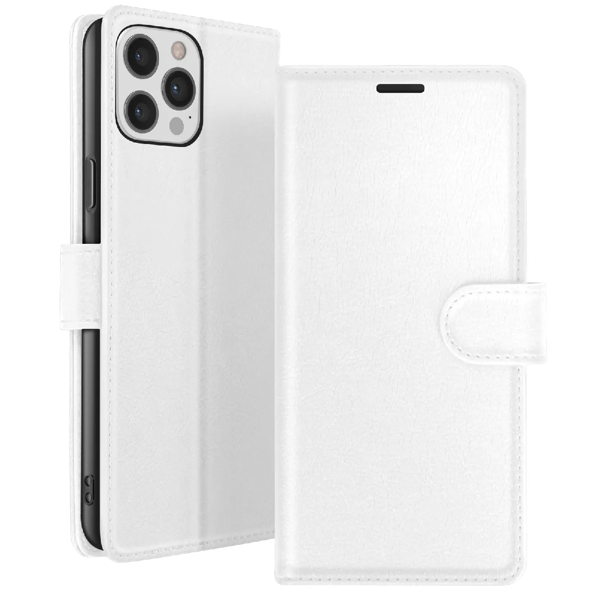 Generique Blanc Etui Portefeuille Pour Iphone 12 Pro Max Avec Support Et Languette Magnétique Zanaé - Image 2