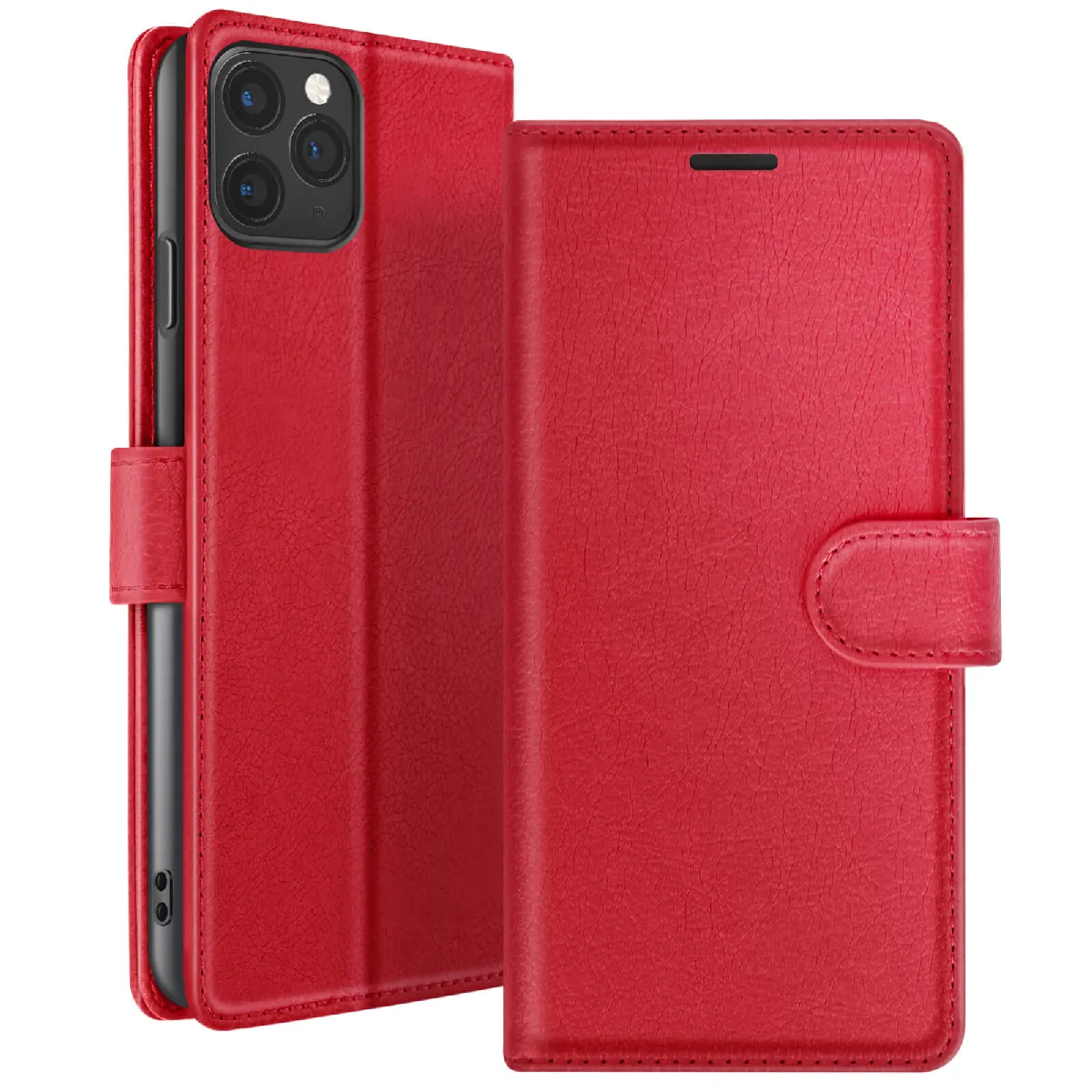 Zanaé Rouge Étui Portefeuille Pour Iphone 11 Pro Support Et Languette Magnétique