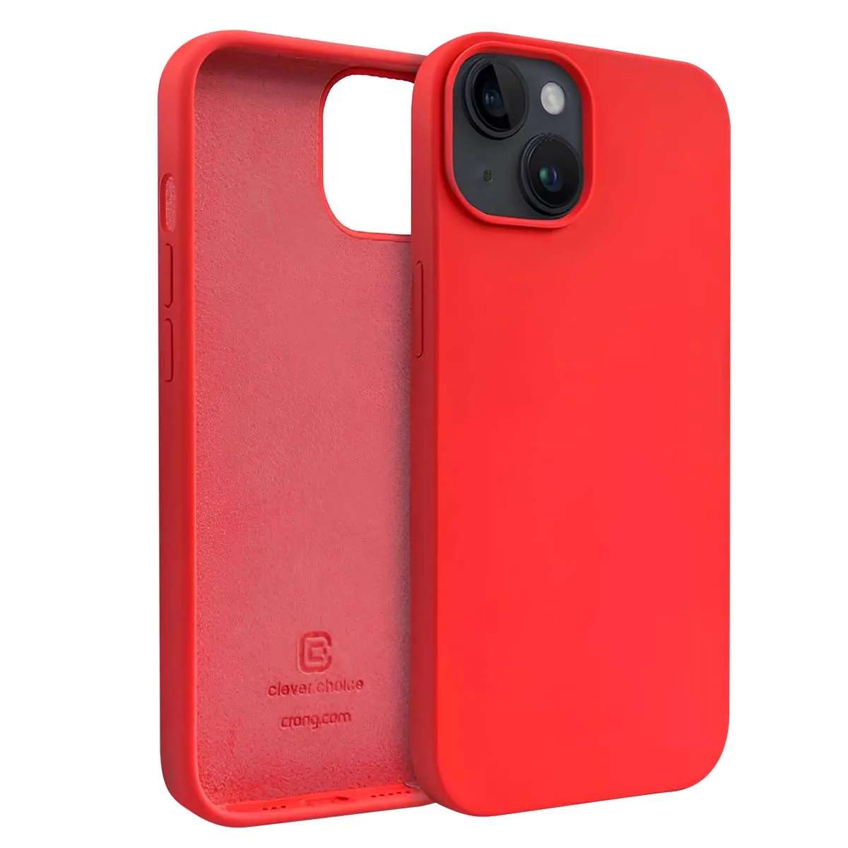 Coque en Silicone Liquide pour iPhone 14 Plus Anti-Choc Flexible Crong Rouge