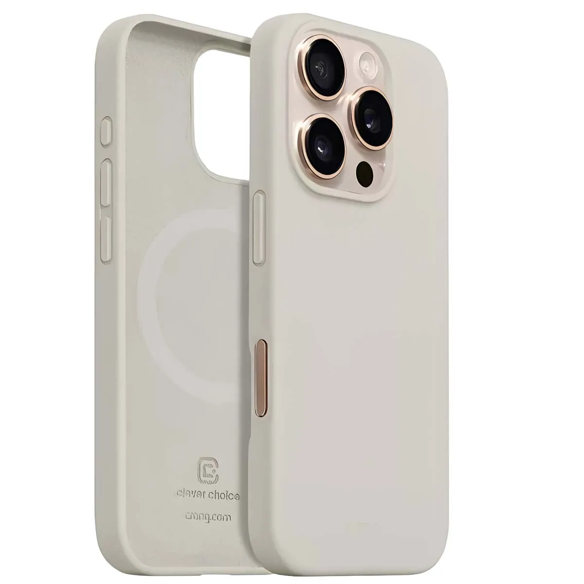 Coque pour iPhone 16 Pro MagSafe en Silicone Souple Antichocs Crong Beige