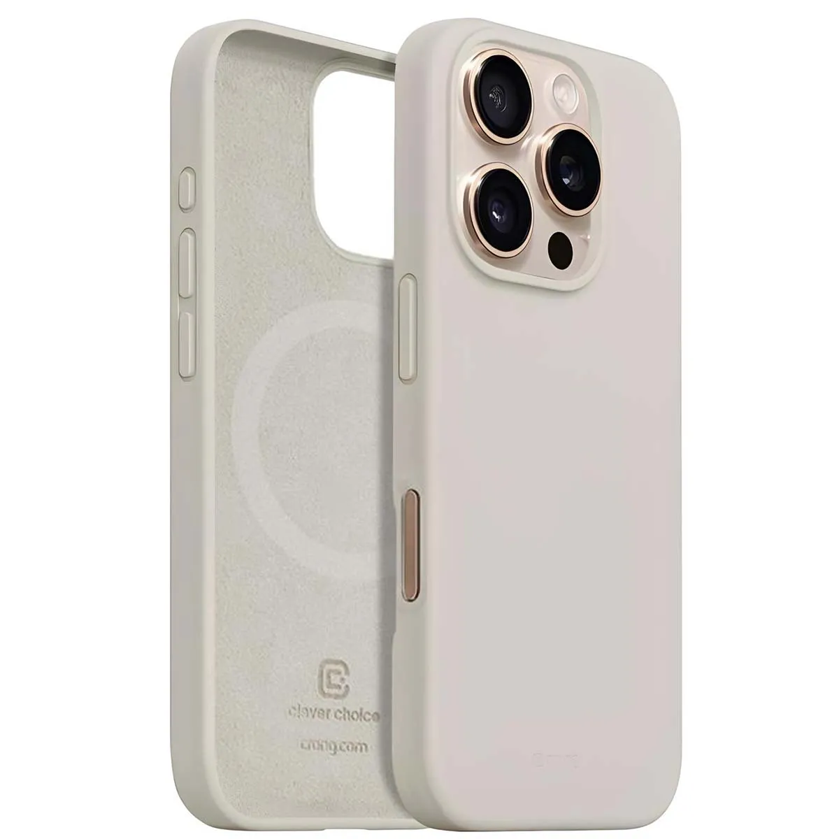 Coque pour iPhone 16 Pro Max MagSafe en Silicone Souple Antichocs Crong Beige