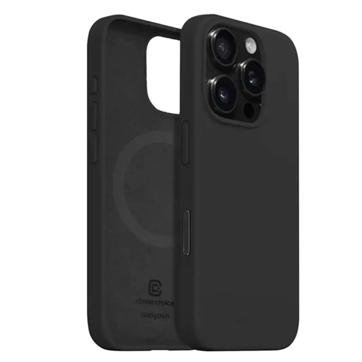 Coque pour iPhone 15 Pro Max MagSafe en Silicone Souple Antichocs Crong Noir