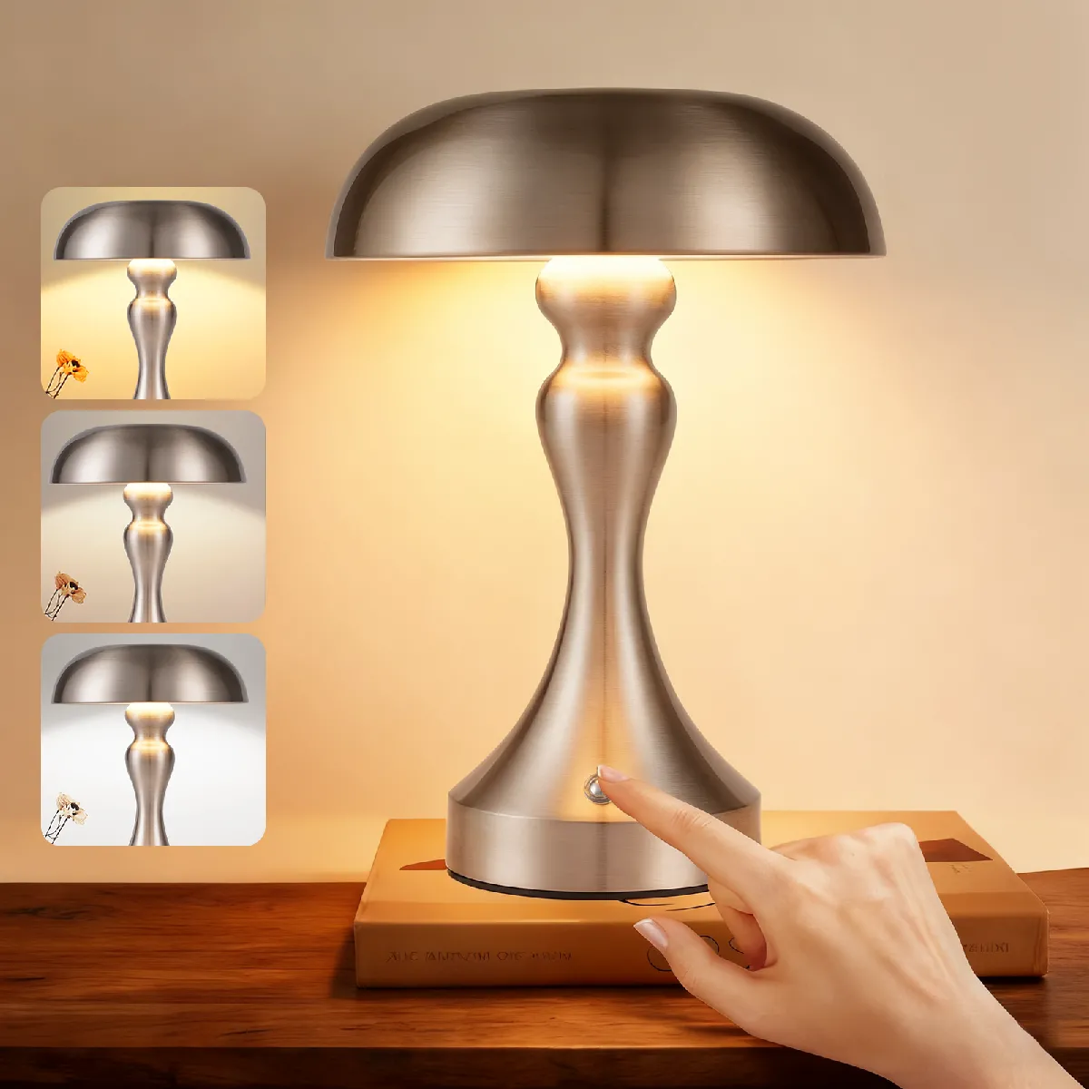 Zmh Lampe de chevet LED sans fil - Argent