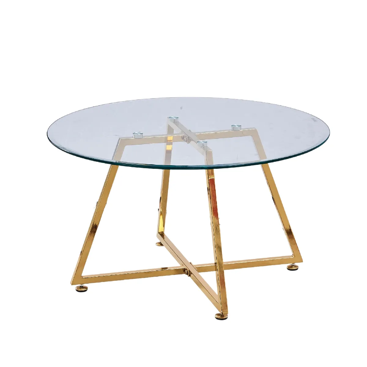 Comparer les prix de Table basse HELOISE Gold et plateau en verre 80x45 cm