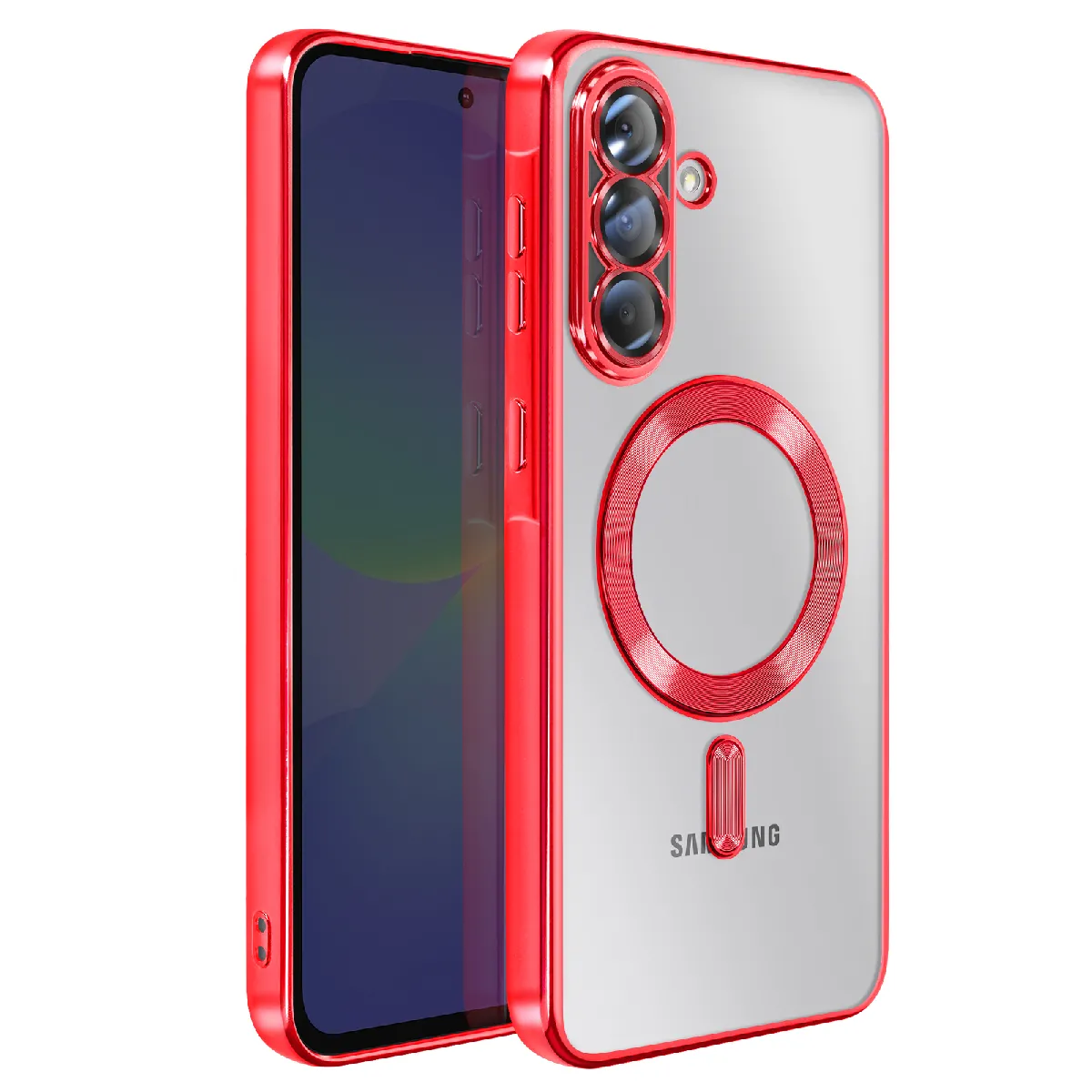 Avizar Rouge Coque Pour Galaxy A36 Compatible Magsafe Avec Contour Chromé