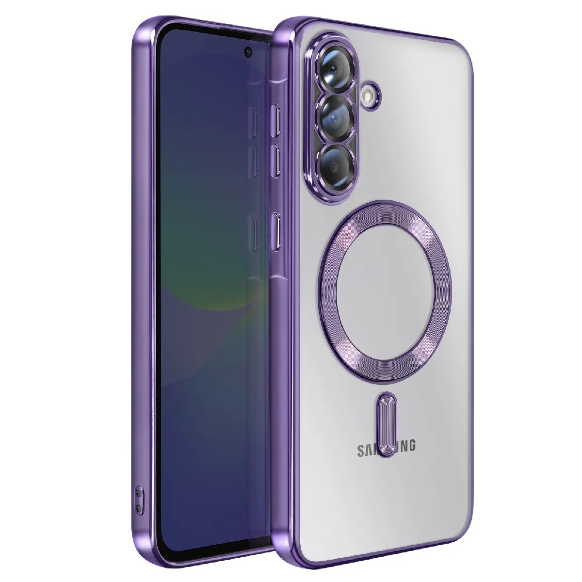 Avizar Violet Coque Pour Galaxy A36 Compatible Magsafe Avec Contour Chromé - Image 2