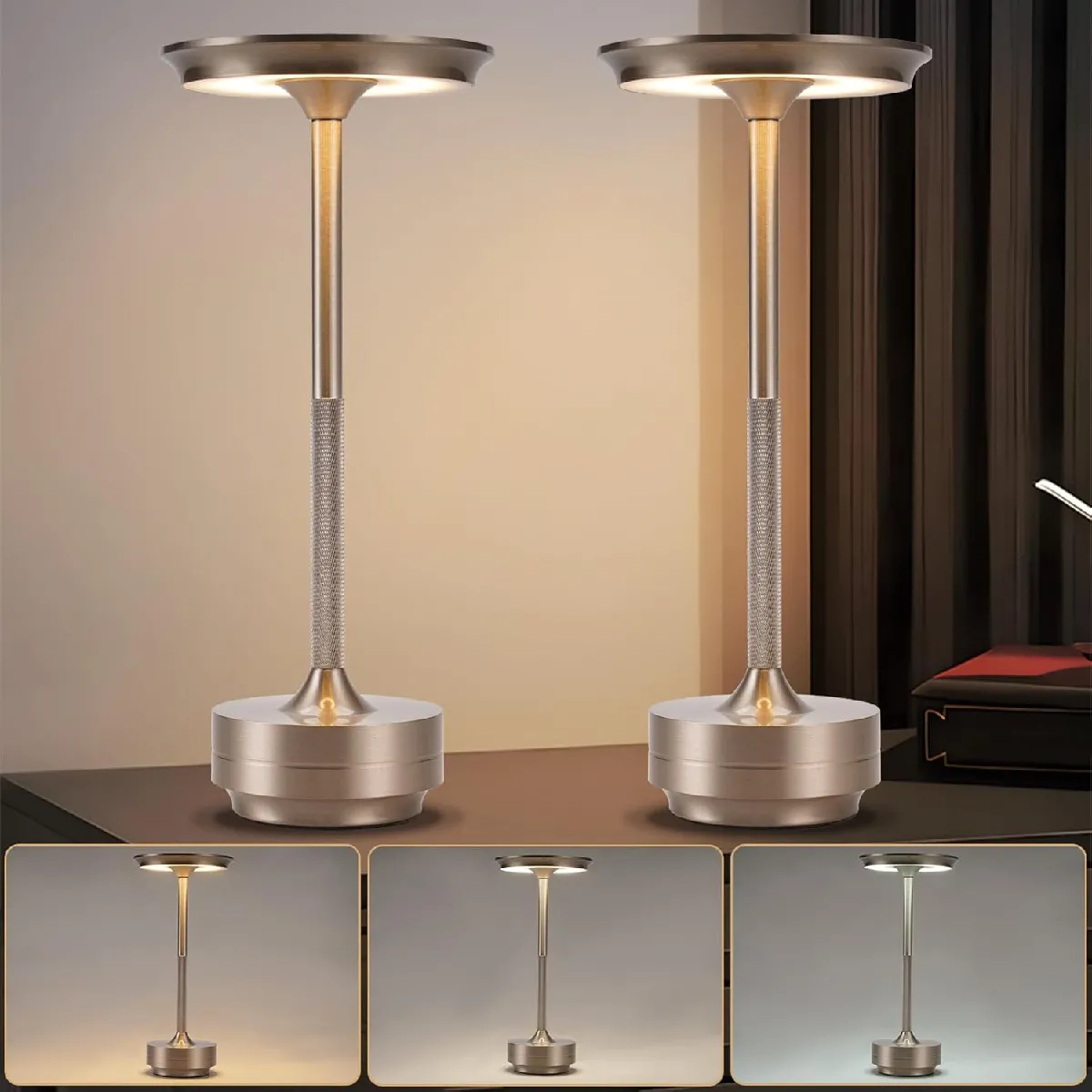 Zmh Lampe de bureau LED - Argent