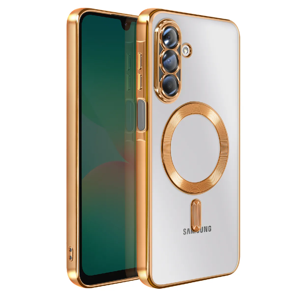 Avizar Doré Coque Pour Galaxy A26 Compatible Magsafe Avec Contour Chromé E