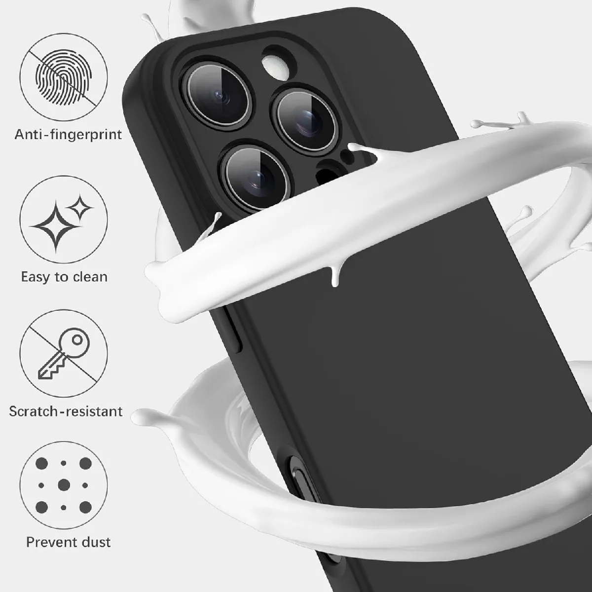 Pack Accessoires IPhone 15 : Coque Silicone Noire + 2 Verres Trempés - Marque Little Boutik