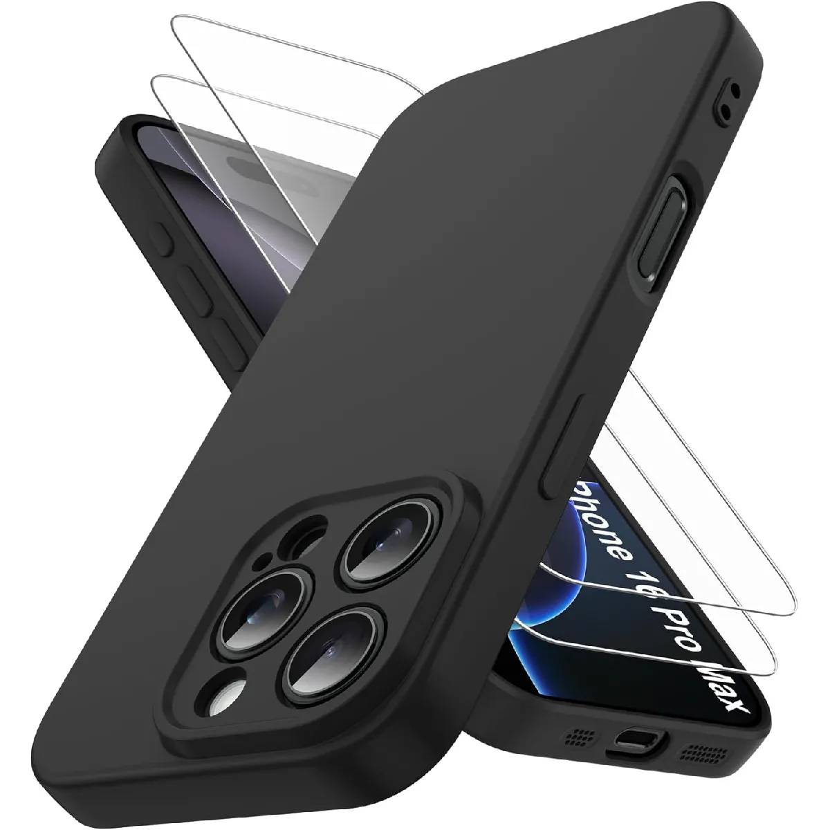 Little Boutik Noir Coque Avec 2 Verres Trempés Iphone 16 Pro Max