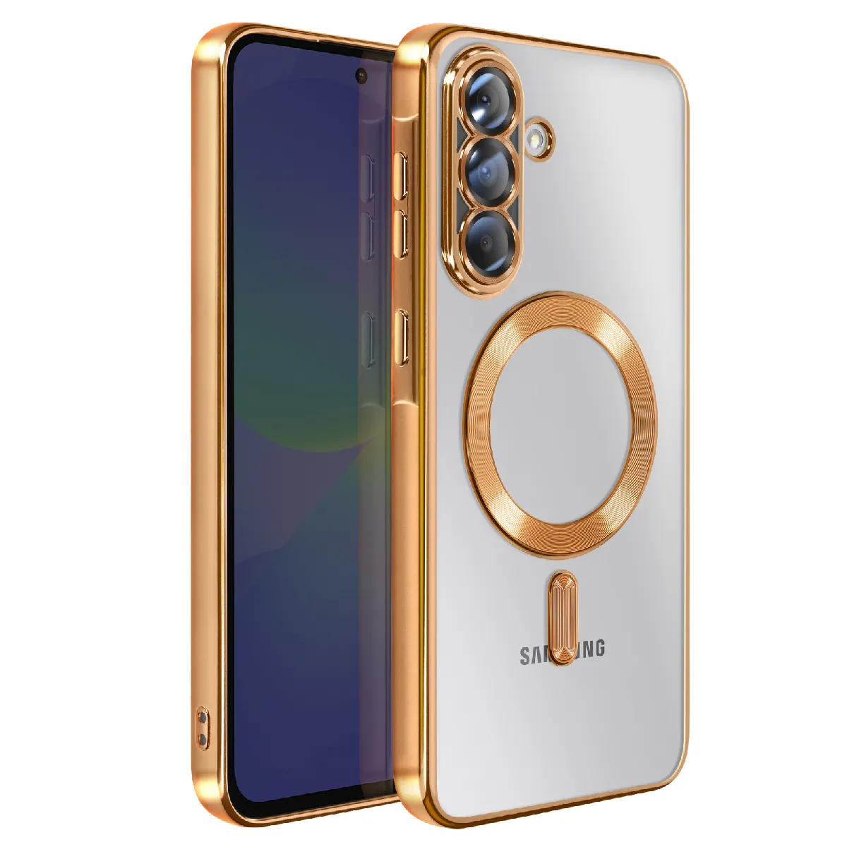 Avizar Doré Coque Pour Galaxy A36 Compatible Magsafe Avec Contour Chromé E