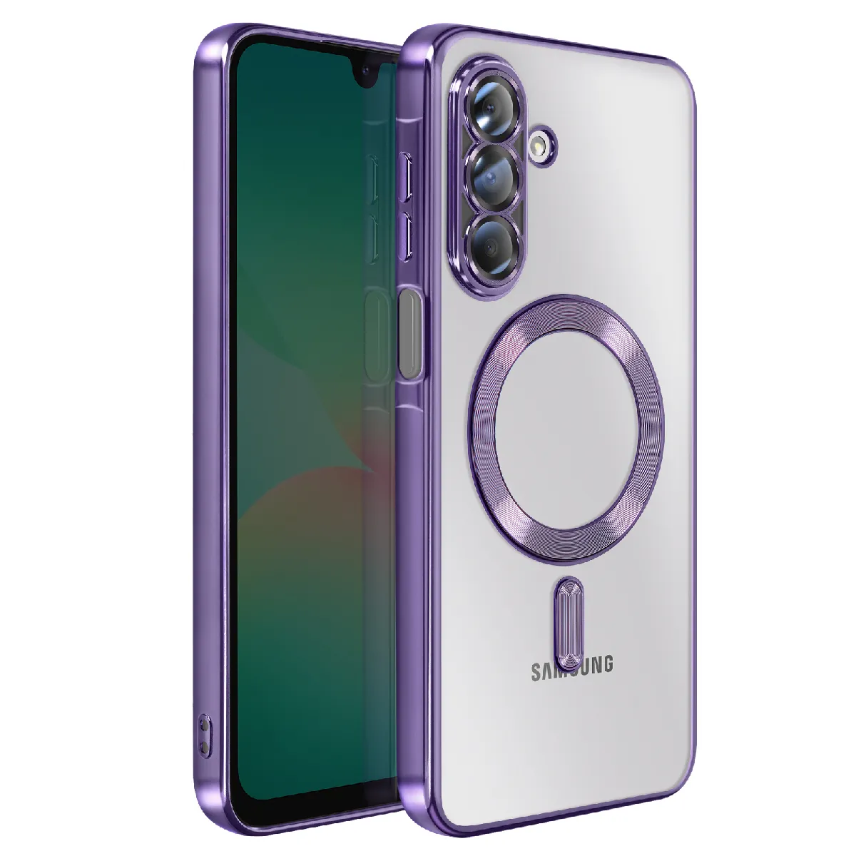 Avizar Violet Coque Pour Galaxy A26 Compatible Magsafe Avec Contour Chromé