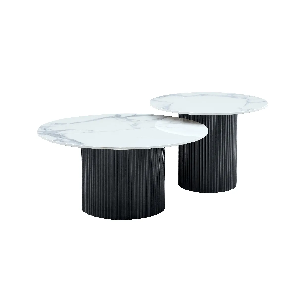 Meilleurs prix pour Duo de Tables Basses Gigognes MINA Pieds Noirs 60x45 / 80x38 cm