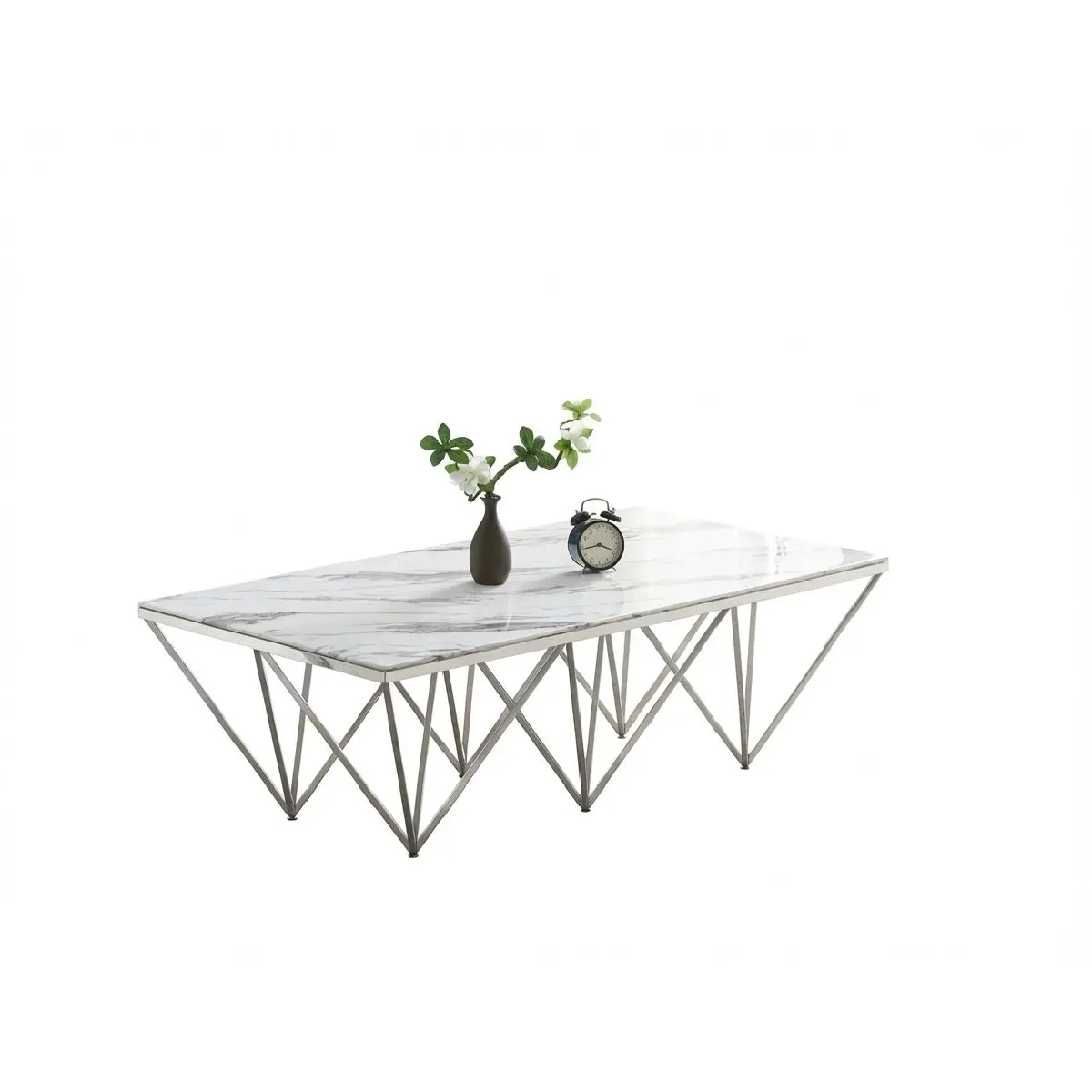 Meilleurs prix pour Table Basse GIZE rectangle Chrome et plateau en verre 130X70X42 cm