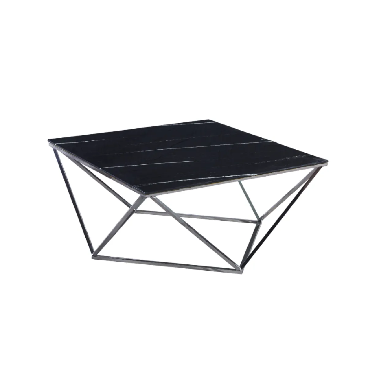 Comparer les prix de Table Basse ALINA Chrome plateau en verre trempé 80x80x45 cm