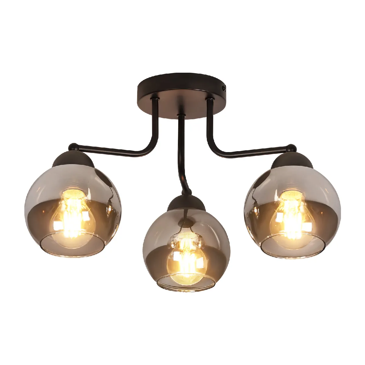 Zmh Plafonnier en verre rond - Gris
