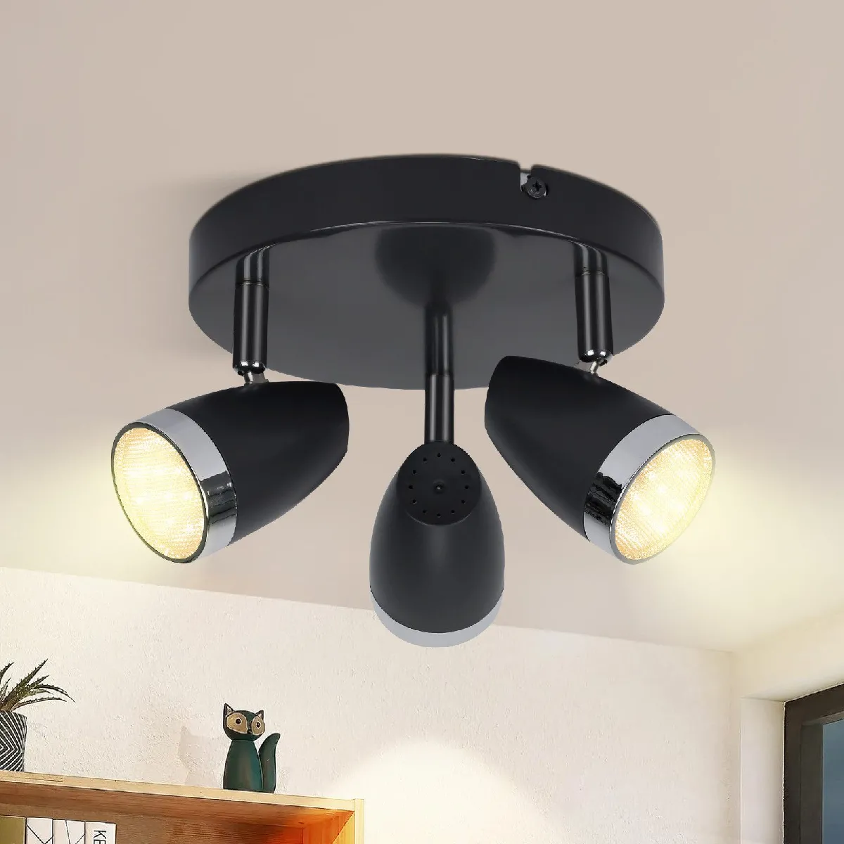 Zmh Plafonnier LED rond métal - Gris