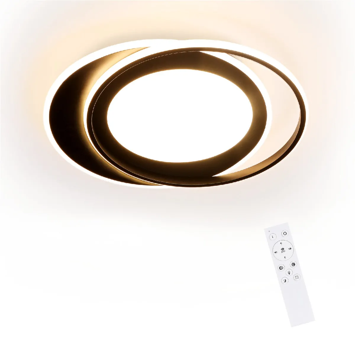 Zmh plafonnier LED rond métal - Noir