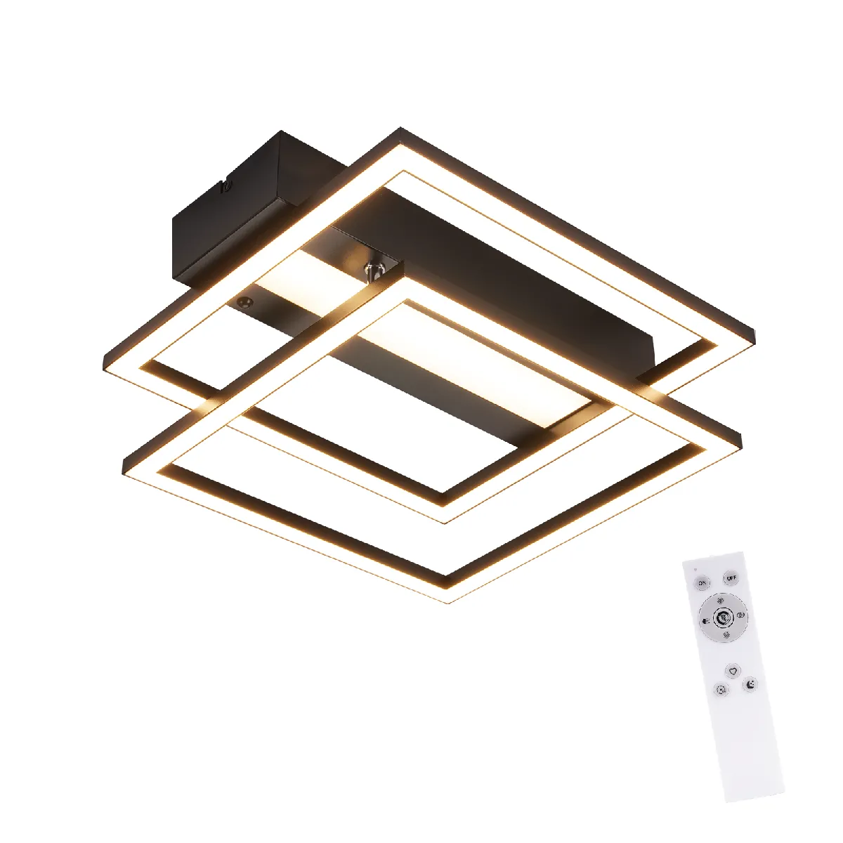 Zmh Plafonnier LED carré - Noir