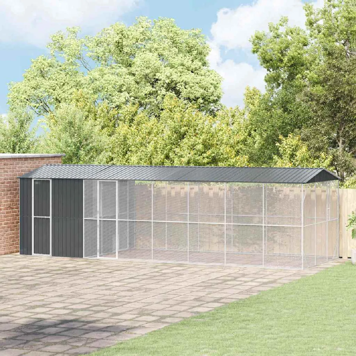 Volière Pour Oiseaux Vidaxl Avec Extension Anthracite 310x838x247 Cm En Acier
