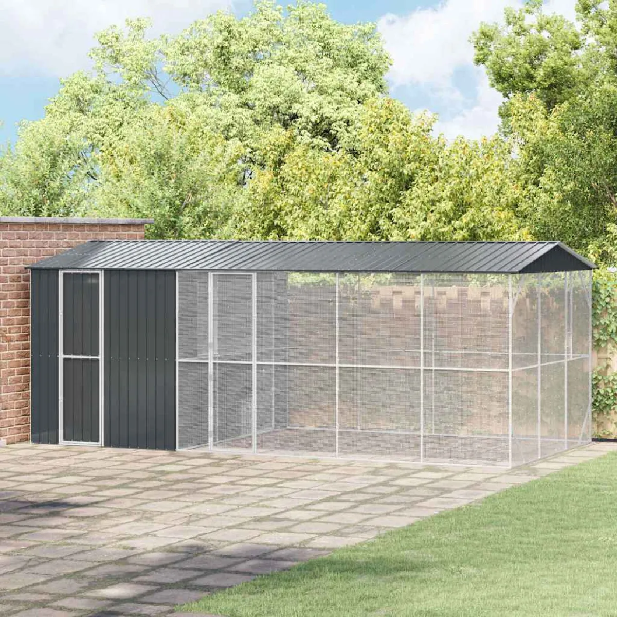 Aviary Pour Oiseaux Vidaxl Avec Extension Anthracite 310x640x247 Cm En Acier