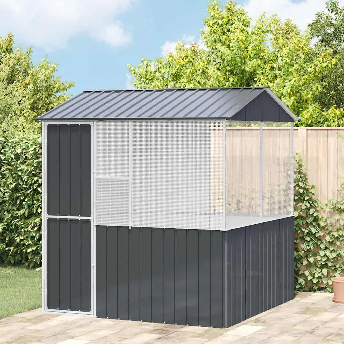 vidaXL Cage pour oiseaux 215 x 209 x 230 cm Acier galvanisé - vue 2