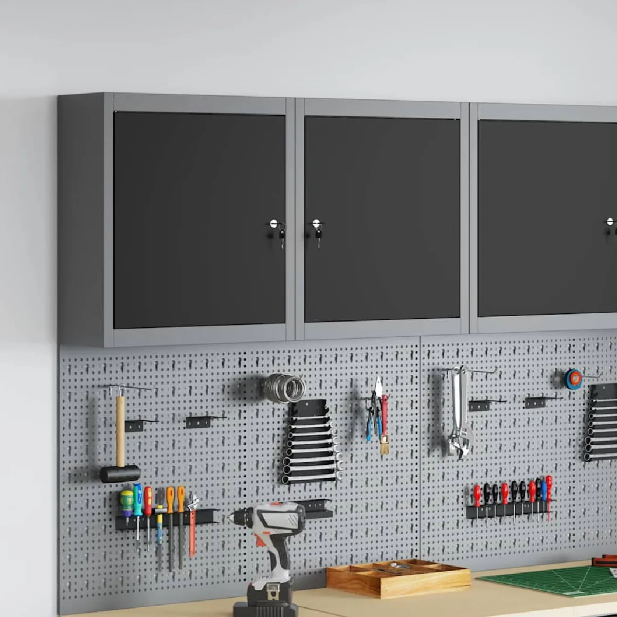 vidaXL Armoire à outils avec étagère et 50 x 20 x 55 cm - vue 2