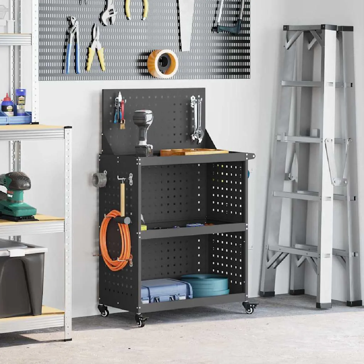 vidaXL Chariot à outils 65 x 35 x 111 cm Acier laminé à froid